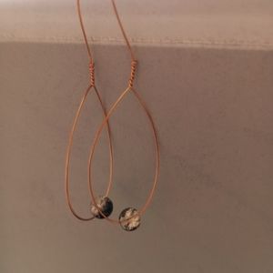 Wire-wrapped, glass beaded hoop earrings